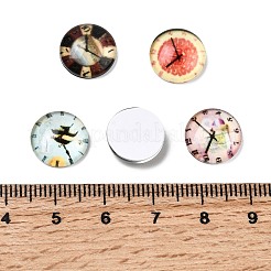 Uhr gedruckt Glas Cabochons&nbsp;GGLA-A002-12mm-YY