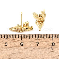 Boucles d'oreilles à tige en laiton avec micro pavé de zircones cubiques transparentes en forme de cerf&nbsp;EJEW-F400-27B-G