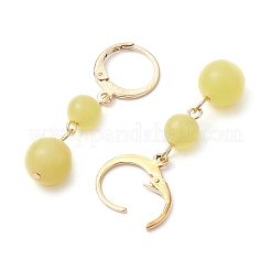Boucles d'oreilles pendantes à levier en acier inoxydable 304 avec jade citron naturel&nbsp;EJEW-JE06027