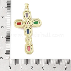 Pendentifs en laiton doré sertis de micro-pavés de zircones cubiques de couleurs aléatoires&nbsp;KK-A209-07D-G