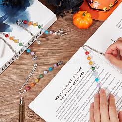 8 Stück 4 Lesezeichen mit Anhänger aus Legierung im tibetischen Stil für den Halloween-Tag&nbsp;AJEW-FG0002-69