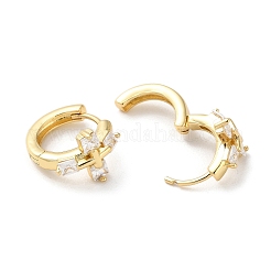 Aretes tipo argolla con circonita cúbica transparente y pavé de latón&nbsp;EJEW-M258-02G