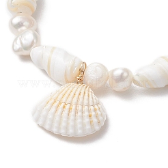 Cavigliere estive con ciondolo a conchiglia naturale da spiaggia&nbsp;AJEW-AN00685