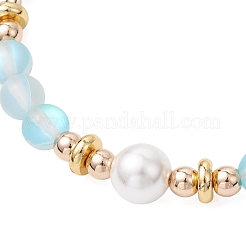 Pulseras de cuentas redondas de piedra lunar sintética para mujer&nbsp;BJEW-JB11915-02