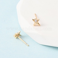 Boucles d'oreilles en laiton micro pave étoile zircone cubique transparente&nbsp;EJEW-L278-02G