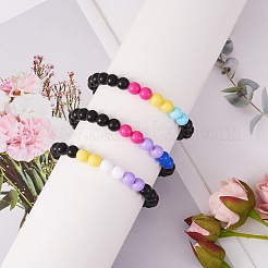 Acryl-Stretcharmband mit runden Perlen für Frauen&nbsp;BJEW-SW00066-01