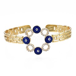 Zirkonia-Ring mit bösem Blick offener Armreif mit Emaille für Damen&nbsp;BJEW-N012-014
