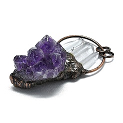 Grands pendentifs en améthyste et cristal de quartz naturels bruts&nbsp;G-K404-02R