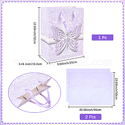 1 Stück Geschenktüten aus Papier mit Schmetterlingsdruck und Henkeln aus Band&nbsp;ABAG-SP0001-10D