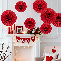 6 abanico de papel con flores para decoración de bodas&nbsp;DIY-WH0504-964