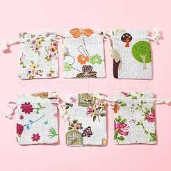 24 Stück Sackleinen-Verpackungsbeutel mit Blumen- und Tiermotiven in zwei Farben&nbsp;ABAG-FS0001-13