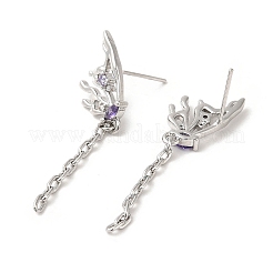 Lila Zirkonia-Schmetterlings-Ohrstecker&nbsp;EJEW-H092-09P