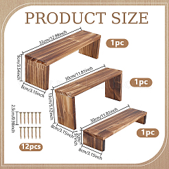 3 soporte de exhibición de joyería rectangular de madera de 3 tamaños&nbsp;ODIS-WH0099-244B