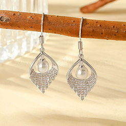 Boucles d'oreilles pendantes en laiton avec micro pavé de zircons cubiques pour femmes&nbsp;WG5C520-02