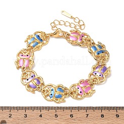 Braccialetti da donna in acciaio inossidabile 304 con catena a maglie colorate a forma di insetto smaltata.&nbsp;SA-CBA7107-05G