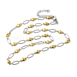 304 Edelstahl-Herzgliederketten-Halsketten für Damen&nbsp;NJEW-A046-02B-GP
