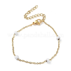 Bracciale a catena in acciaio inossidabile dorato 304 con placcatura sotto vuoto pvd e perline rondelle smaltate&nbsp;BJEW-G683-02G