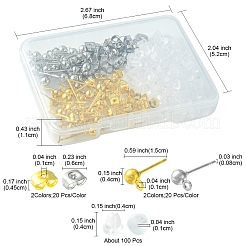 40 Stück 2-farbiger Kugel-Ohrstecker aus Eisen&nbsp;IFIN-FS0001-25