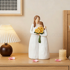 Décorations de présentation de sculptures en résine mère et fille&nbsp;DJEW-WH0053-82A