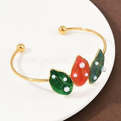 Bracelets manchettes en acier inoxydable 304 émaillé pour femmes&nbsp;BJEW-A049-02A-G