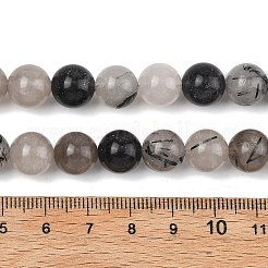 Natürliche turmalinierte Quarz / schwarze Rutilquarz Perlen Stränge&nbsp;G-D361-01A-10mm