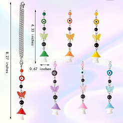 7 pièces chakra thème mauvais œil papillon champignon pendentif décoration&nbsp;HJEW-SW00009