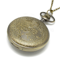 Legierung flache runde Halskette Taschenuhr&nbsp;WACH-N012-04