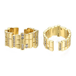 Bague de manchette ouverte rectangle torsadé en zircone cubique&nbsp;RJEW-N037-025