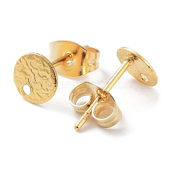 Accesorios para pendientes de botón redondos planos de acero inoxidable 201&nbsp;LS-STAS-K259-18A-G