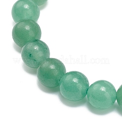 Bracelet extensible en perles rondes d'aventurine verte naturelle avec des breloques de balle&nbsp;BJEW-JB09018-02