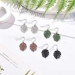 4 paio di orecchini pendenti con foglia tropicale smaltata in lega di 4 colori&nbsp;EJEW-JE05105