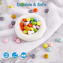 100 Stück Silikonperlen 14 mm Silikon-Abakusperlen Gummiperlen großes Loch farbige lose Abstandsperlen für DIY-Halskette&nbsp;JX323A