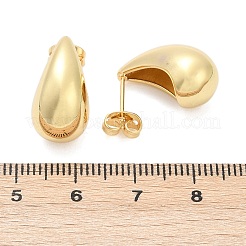 Aretes en forma de lágrima de latón chapado en rejilla&nbsp;X-EJEW-R150-05G