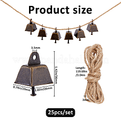 25 pendentif cloche en fer.&nbsp;HJEW-FH0001-82