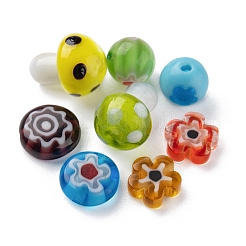 50 Stück 4 handgemachte Bunte Malerei Perlen im Stil&nbsp;LAMP-FS0001-06