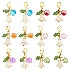 30 runder Maschenmarkierer aus Acryl und Glas mit Blume&nbsp;HJEW-SC0002-22