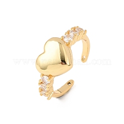 Verstellbare Manschettenringe aus Messing mit Mikropflaster und Zirkonia für Damen&nbsp;RJEW-B139-02G