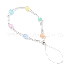 3 chaîne de dragonne ronde en perles de sélénite naturelle teintée de 3 couleurs&nbsp;HJEW-JM03363