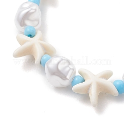 Braccialetti in turchese sintetico e perle finte in plastica e perline di vetro per le donne&nbsp;BJEW-JB13227