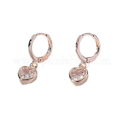 Boucles d'oreilles créoles en laiton avec zircone cubique transparent en forme de cœur&nbsp;FS-WGFA497-01