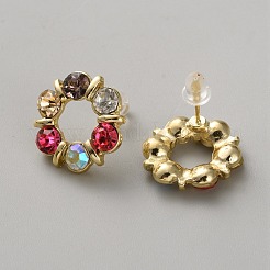 Collana pendente con strass in lega a forma di corona e set di orecchini a bottone&nbsp;SJEW-WH0009-08A