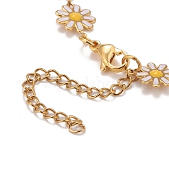 Gänseblümchen-Gliederkette aus Emaille&nbsp;NJEW-P220-01G