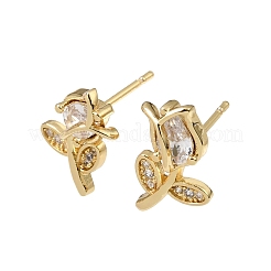 Pendientes de tuerca de circonio cúbico con micro pave de latón&nbsp;LS-KK-CBA8324-19G-01