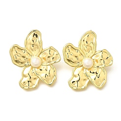 Blumen-Ohrstecker aus Messing&nbsp;EJEW-F358-03A-G