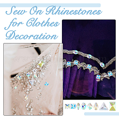 80 Stück 8 Stile Rechteck/Oval/Dreieck zum Aufnähen von Strassen&nbsp;GLAA-DC0001-45