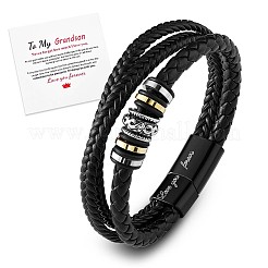 Word love you forever Geflochtenes dreilagiges mehrsträngiges Lederarmband&nbsp;JB751A