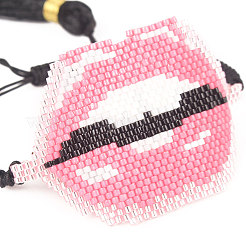 Geflochtenes Perlenarmband aus Glassamen mit doppelter Quaste&nbsp;BJEW-A121-02A