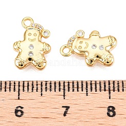 Breloques en laiton micro pavées et zircones cubiques transparentes sur le thème de Noël&nbsp;KK-T073-08G
