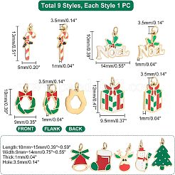 9 pièce 9 breloques en émail en acier inoxydable chirurgical 316 sur le thème de Noël&nbsp;STAS-UN0035-97