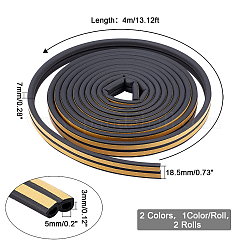 2 rollo de tira de sellado en forma de D de caucho EPDM de 2 colores&nbsp;AJEW-FH0001-81
